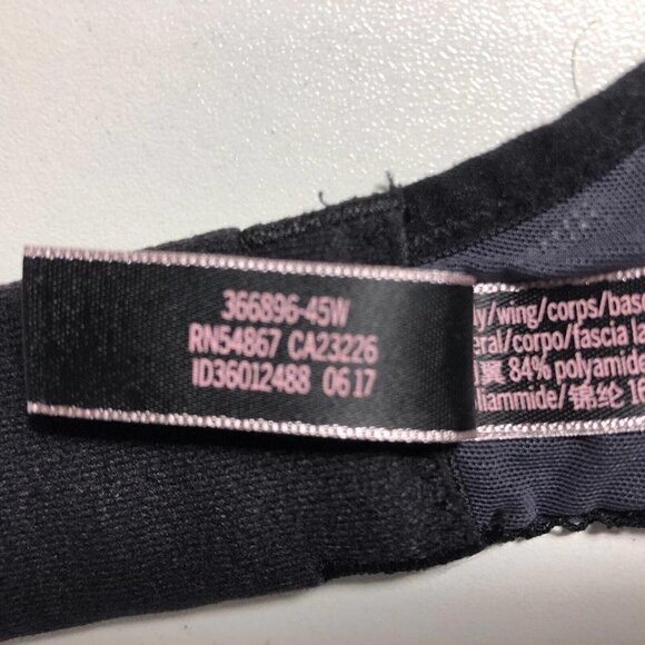 Victoria's Secret Underwire Bra Black Lace 54867 Size 36C #4101 - Picture 7 of 8